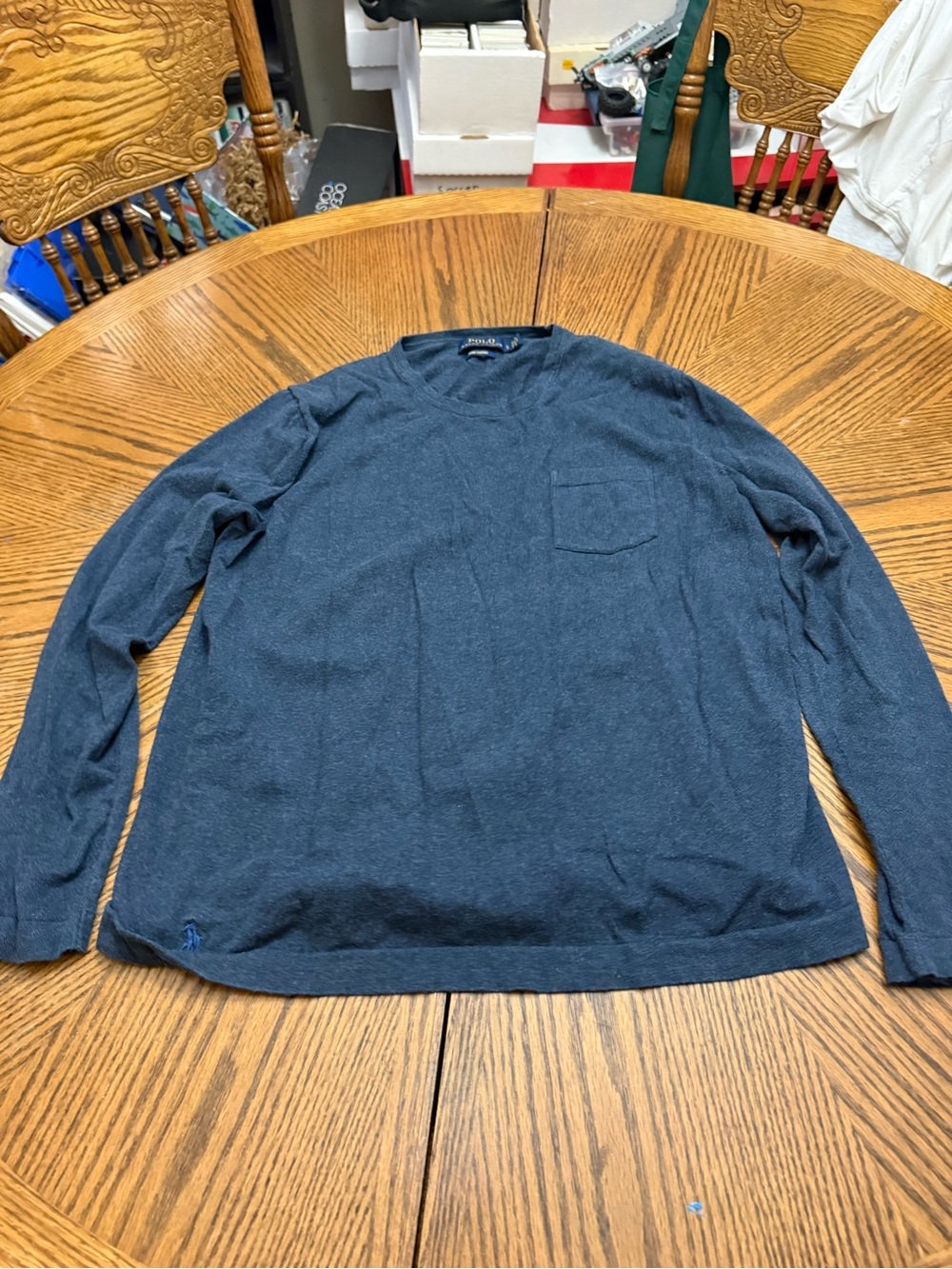 Ralph Lauren Navy Long-Sleeve Crewneck Pocket Tee